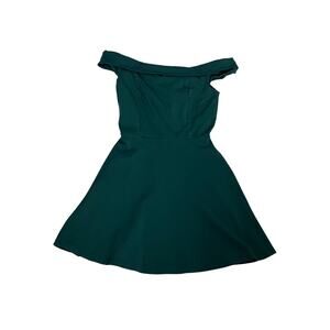 Lulus Green Dress Fit & Flare Shawl Collar Cocktail Semi Formal XS Wedding guest